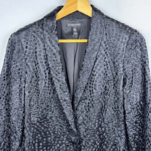 Eileen Fisher Embroidery Silk Long Jacket Sz PS Evening Formal Luxury Minimalist - Picture 2 of 12